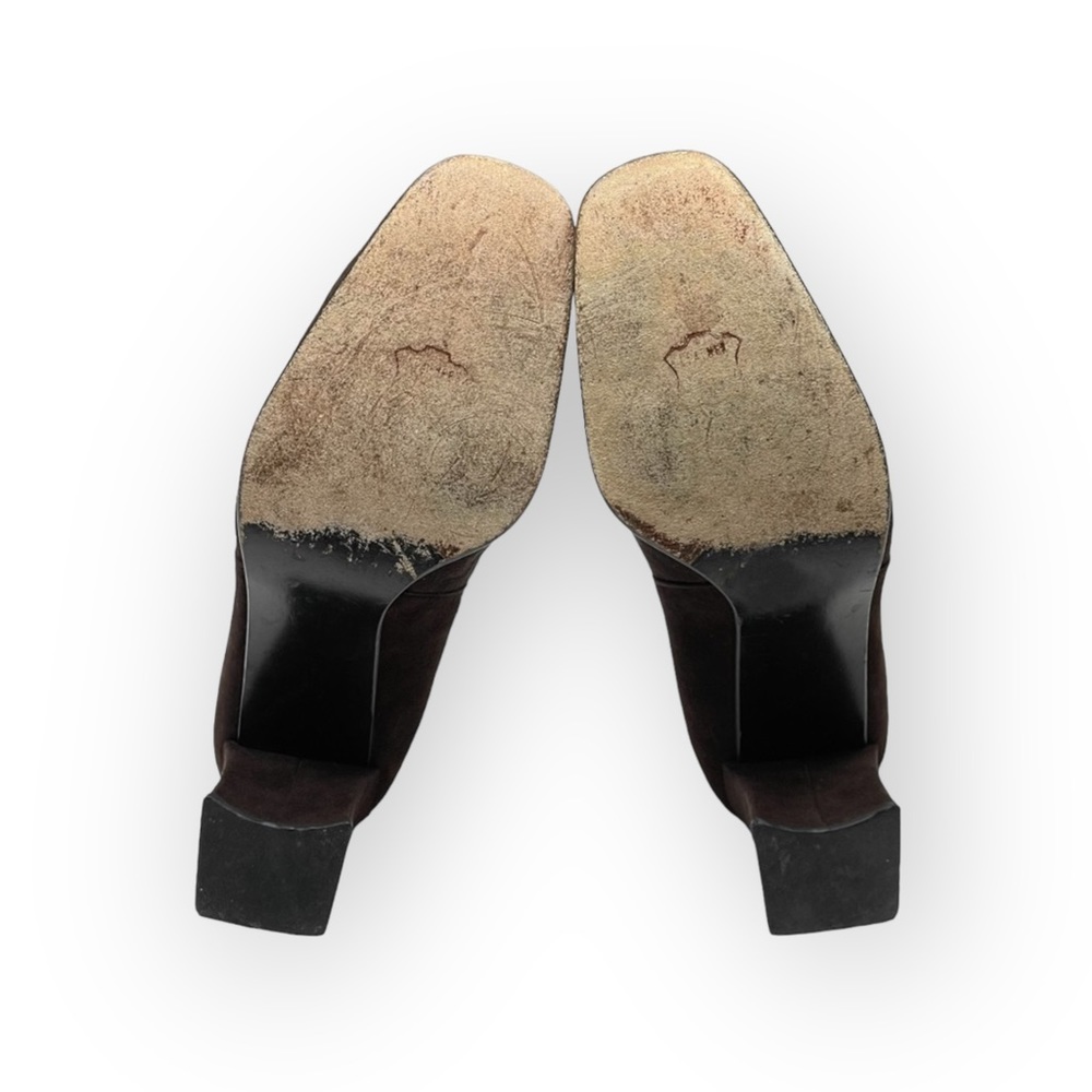 Stuart Weitzman ⌘ Modern Heeled Suede Ankle Shootie Shoe Bootie ⌘ Chocolate 7M - Picture 14 of 16